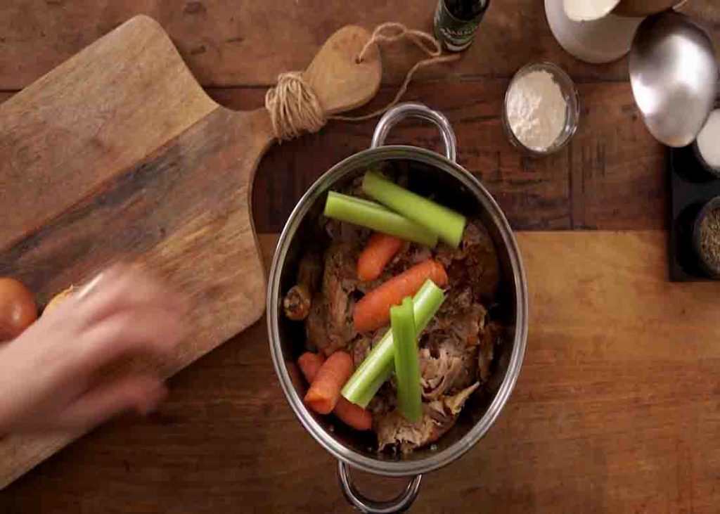 Putting all the gravy ingredients to the pot