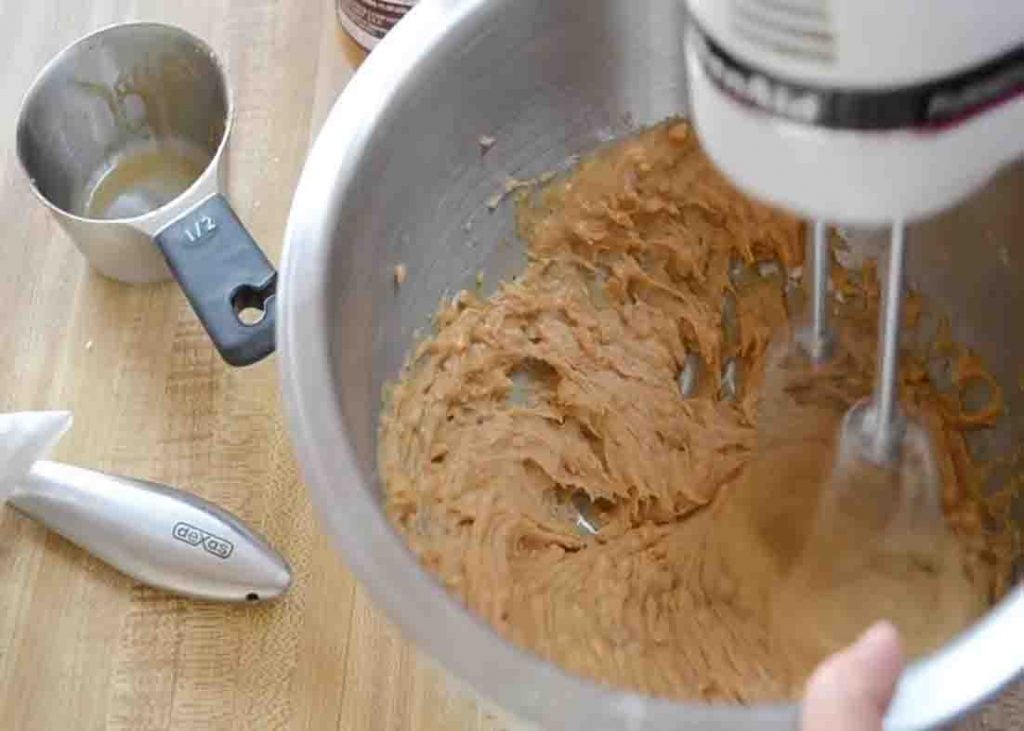 Making the peanut butter mixture for the Reese's cups recipe