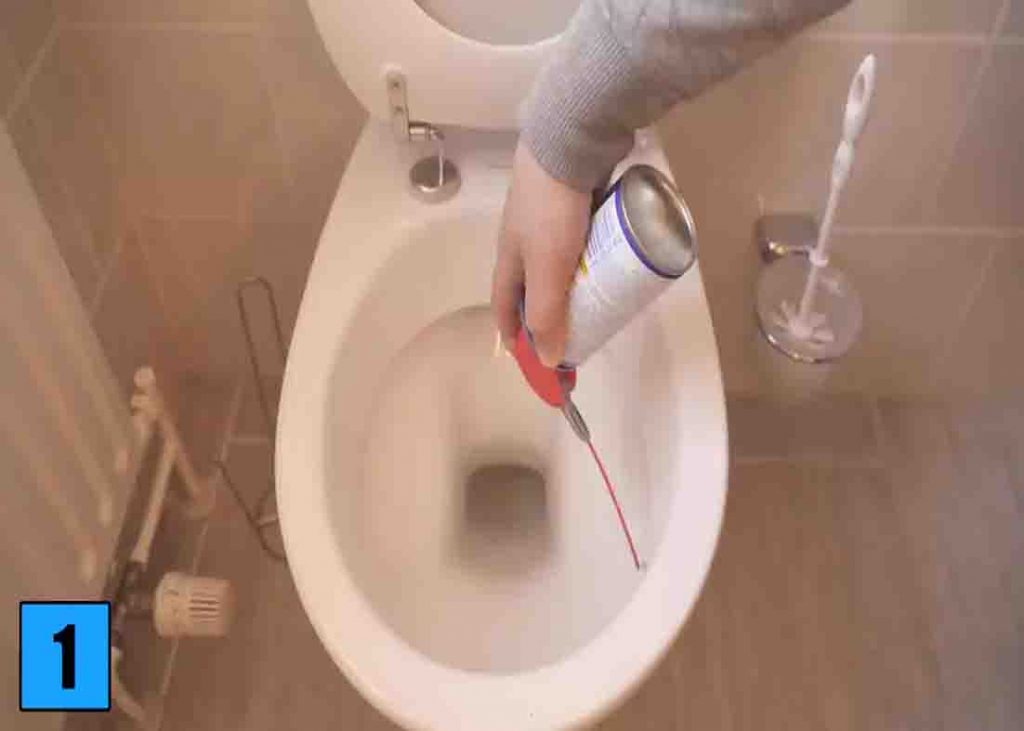 Cleaning the toilet with WD-40