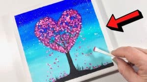 Beginner-Friendly Heart Tree Painting Using Cotton Swabs