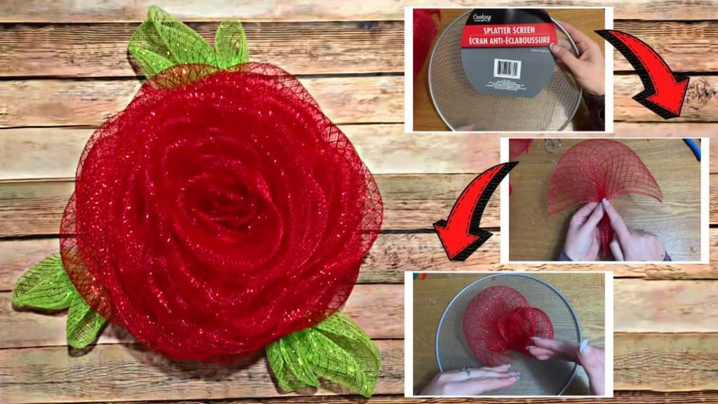 Budget-Friendly Dollar Tree Mesh Rose Wreath Tutorial