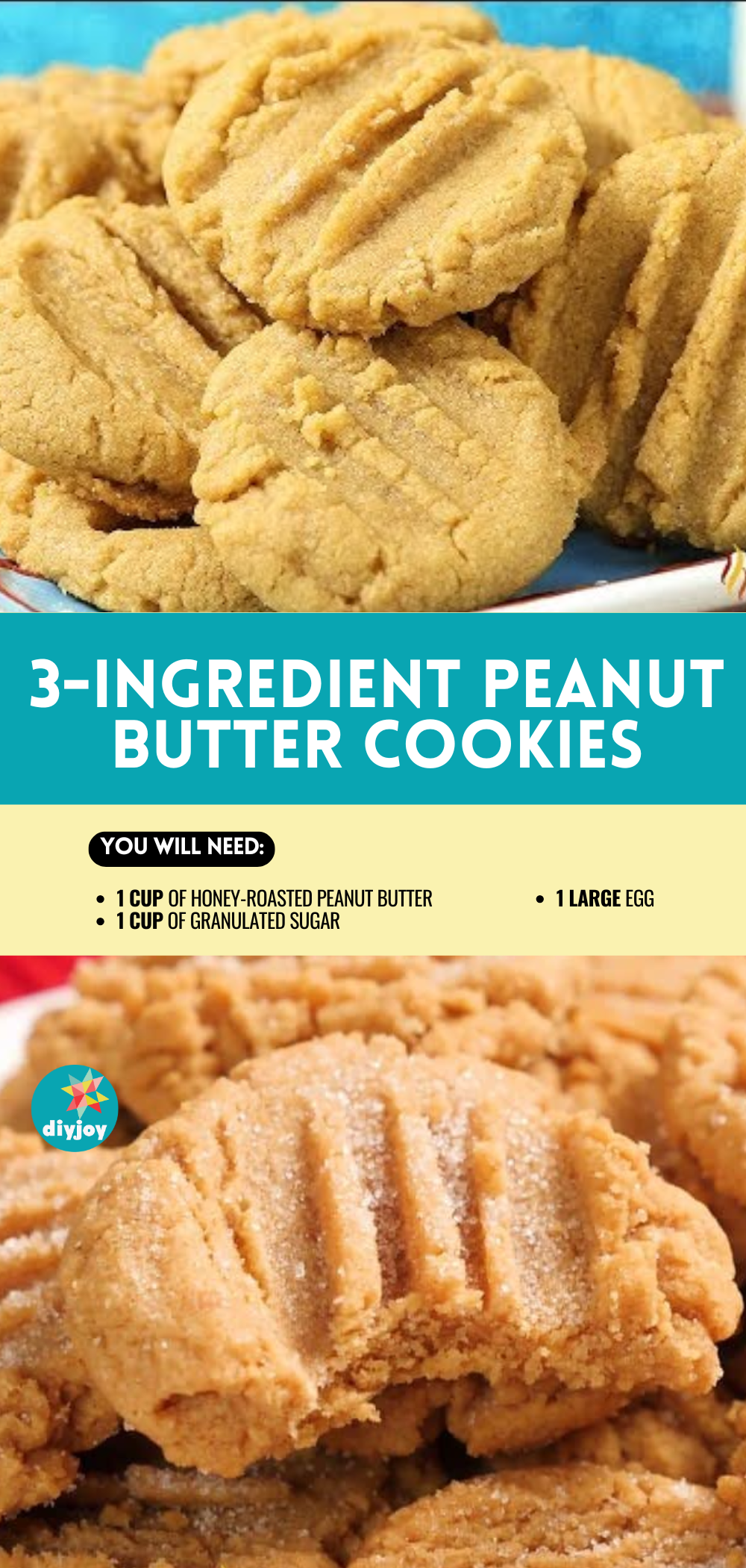 Easy Peanut Butter Cookies with Just 3 Ingredients