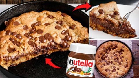 30-Minute Skillet Chocolate Chip & Nutella Cookie Recipe | DIY Joy Projects and Crafts Ideas