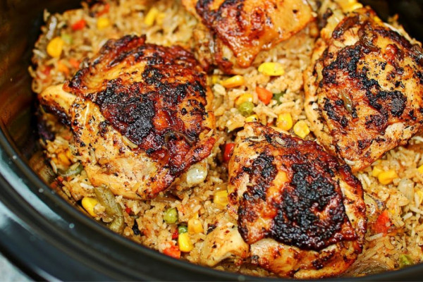 Easy Slow Cooker Chicken & Rice Recipe