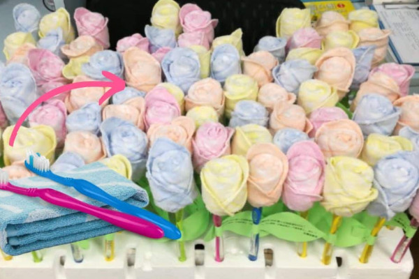 How to Make a Rose With a Towel and a Toothbrush