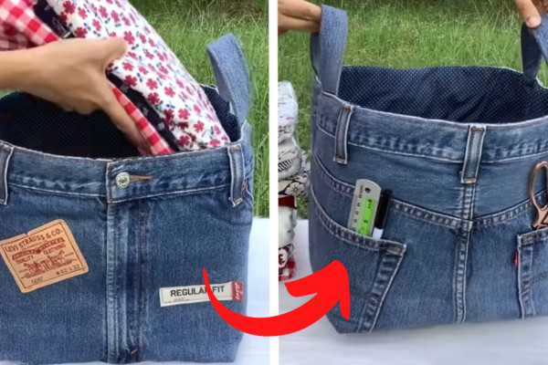 How to Sew Large Boxes From Old Jeans