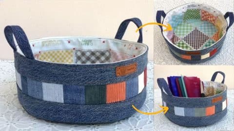 How to Sew a Circle Tray from Old Denim and Fabrics | DIY Joy Projects and Crafts Ideas