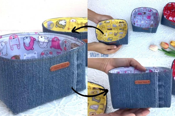 How to Sew a Denim Box with Pattern