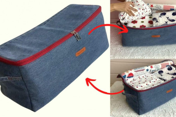 How to Sew a Large Suitcase From Old Jeans