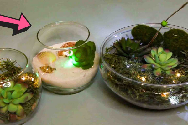 DIY Dollar Tree Light-Up Terrarium Tutorial