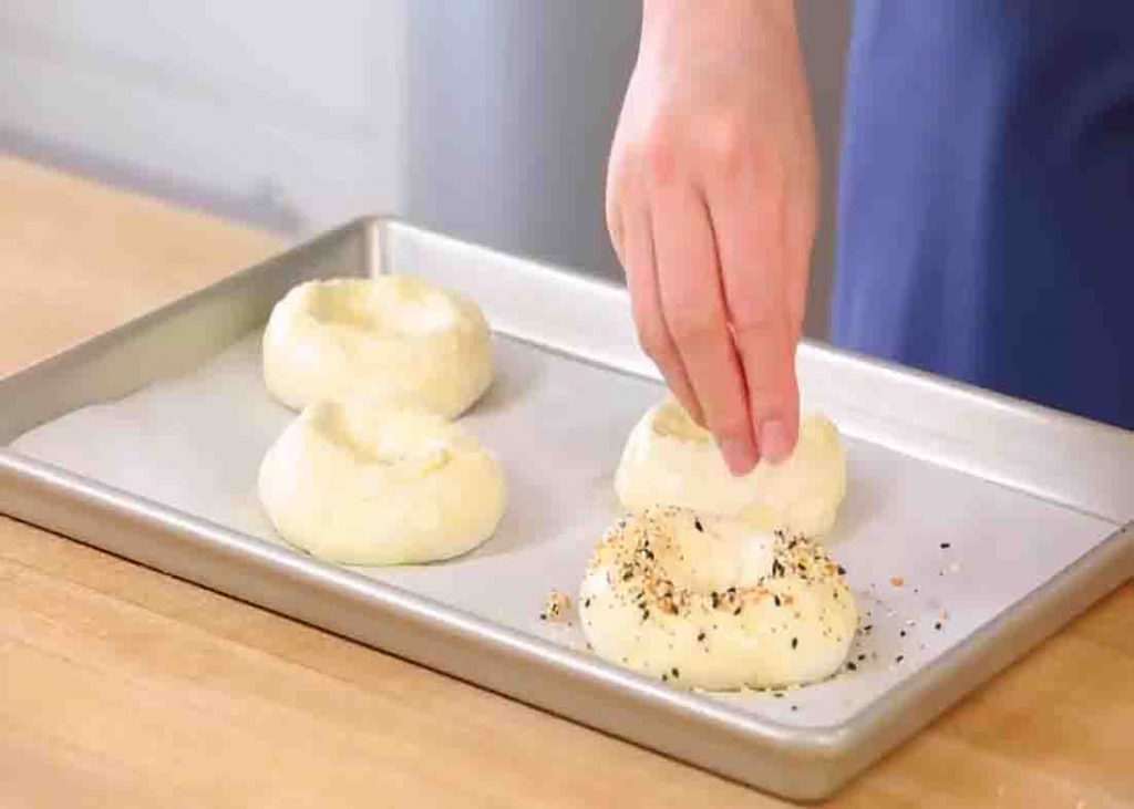 Getting the 2-ingredient bagels ready for baking