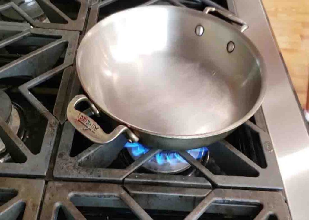 Heating up the burnt pan