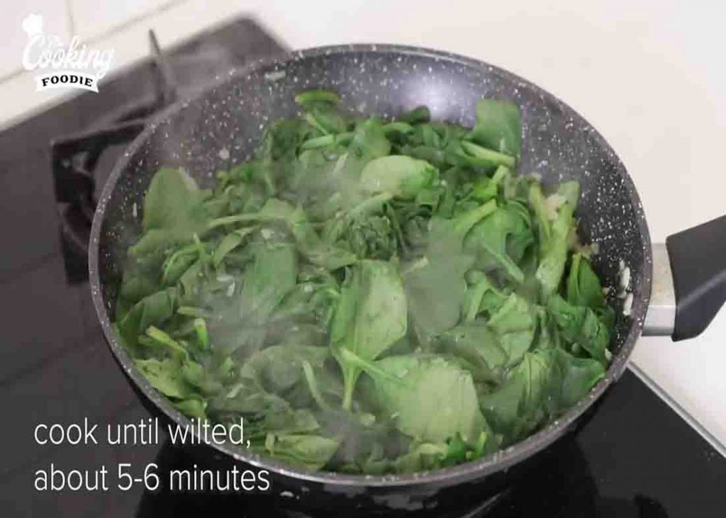 Cooking the spinach for the spinach patties recipe