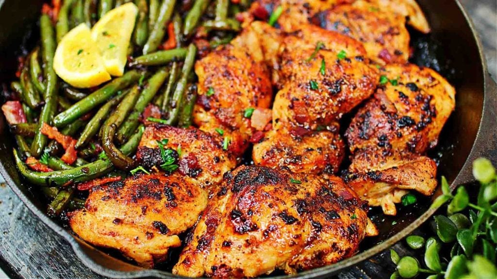 One-Pan Lemon Garlic Chicken And Green Beans Recipe