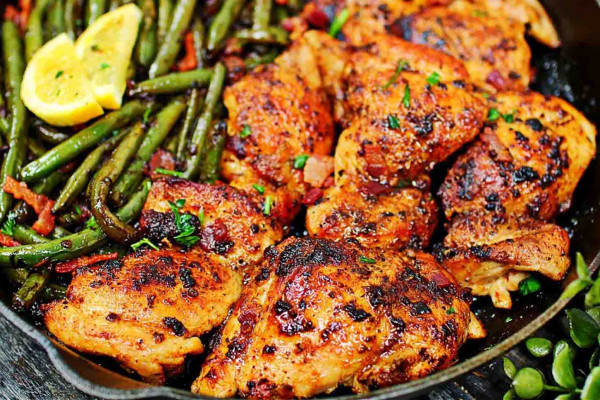 One-Pan Lemon Garlic Chicken And Green Beans Recipe