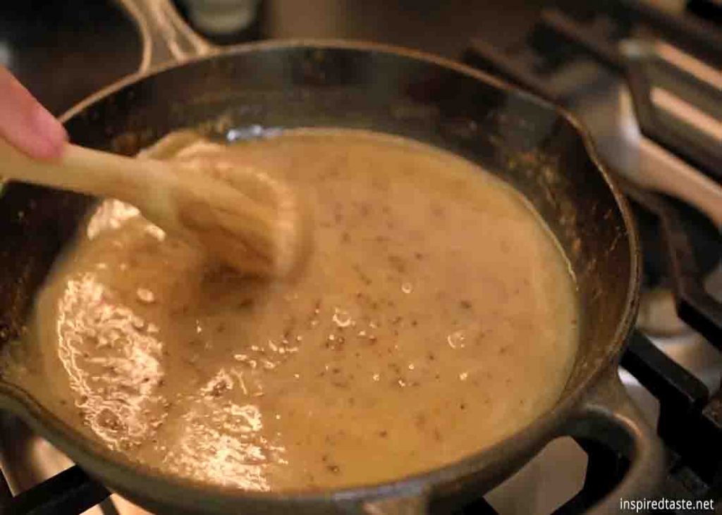 Making the lemon gravy for the slow cooker chicken thighs