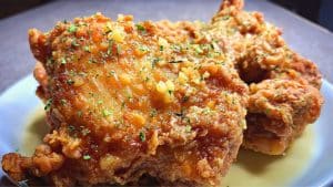 Easy Crispy Fried Honey Garlic Chicken Thighs Recipe