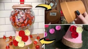 Lovely DIY Valentine Flower Pot Candy Jar Tutorial