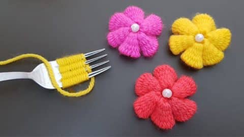 Easy Flower Embroidery Trick With a Fork | DIY Joy Projects and Crafts Ideas