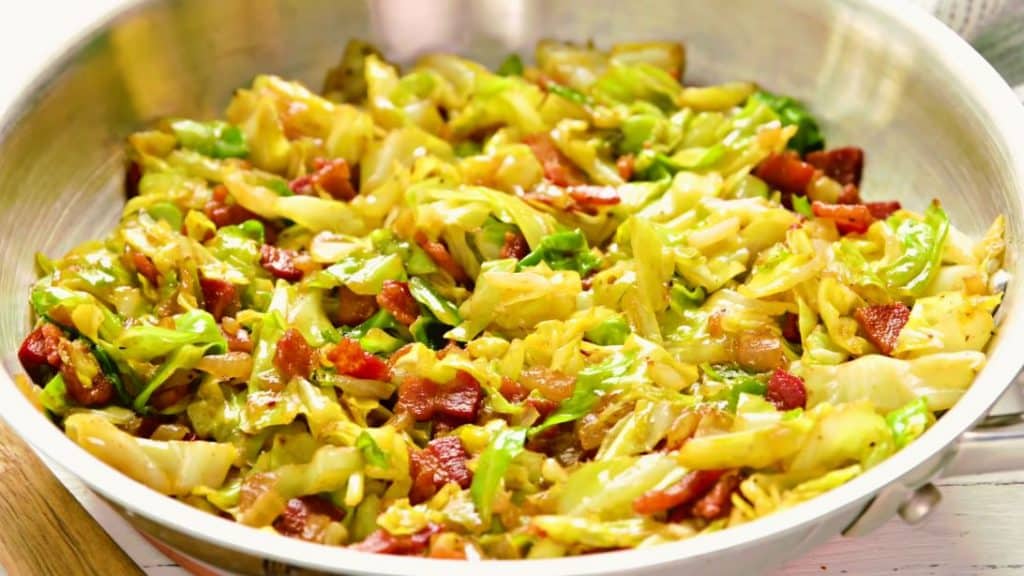 Easy Skillet Fried Cabbage & Bacon Recipe