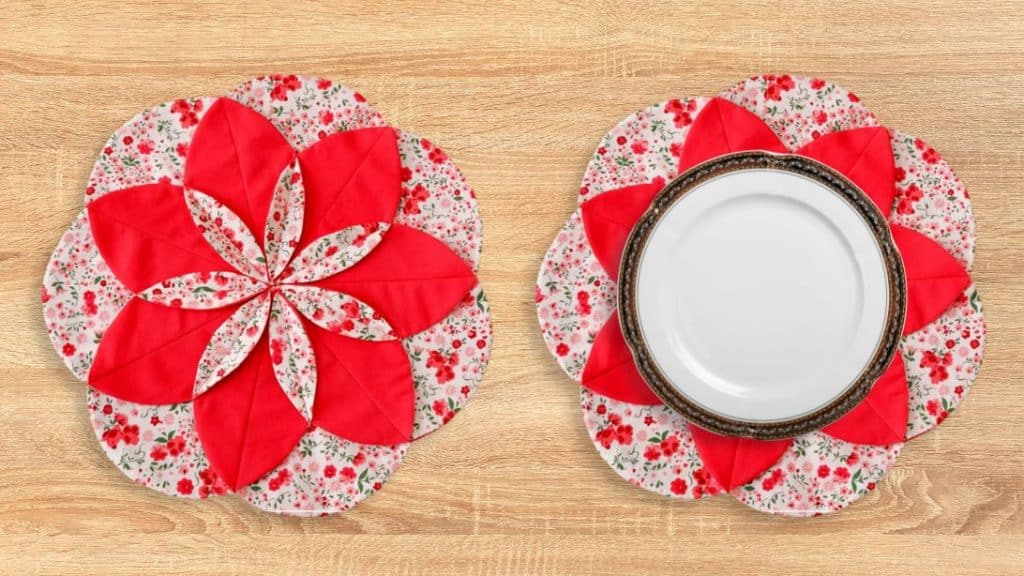 Fabric Folded Flower Placemat