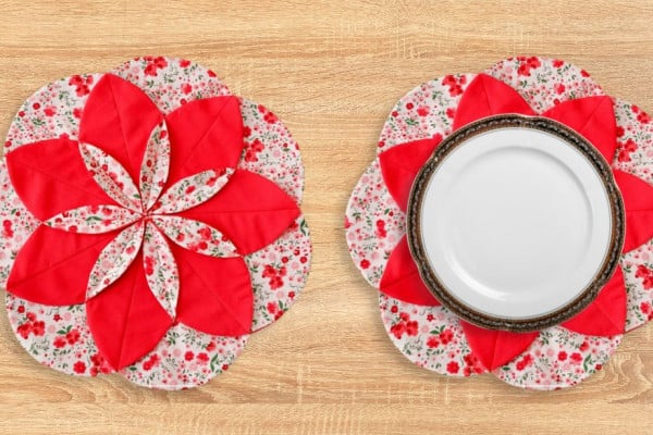 Fabric Folded Flower Placemat