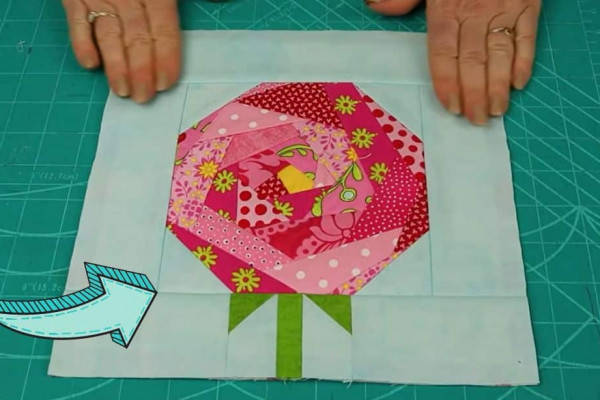 Quilt-As-You-Go Crazy Patchwork Flower Block