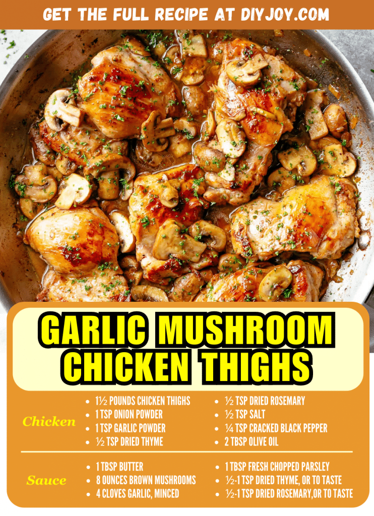 Skillet Garlic Mushroom Chicken Thighs Recipe