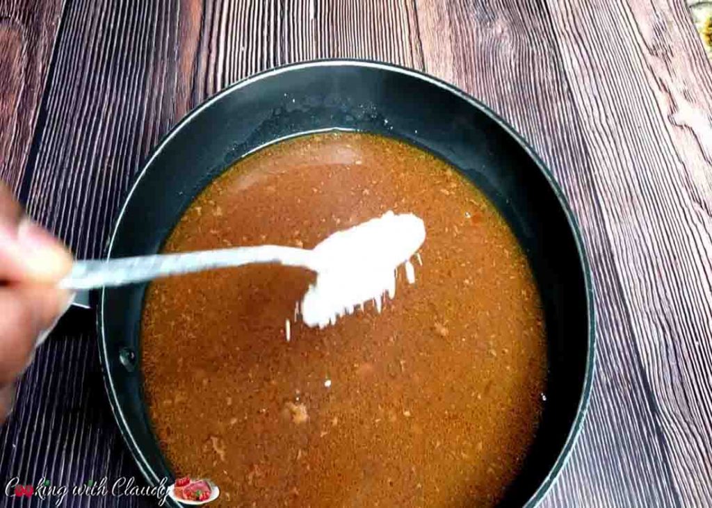 Making the gravy for the garlic herb steak and potatoes