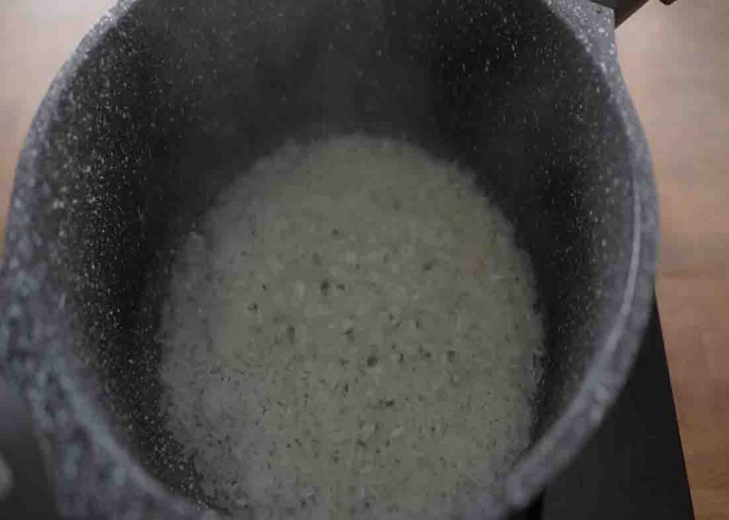 Cooking the rice for the high-protein fried rice recipe