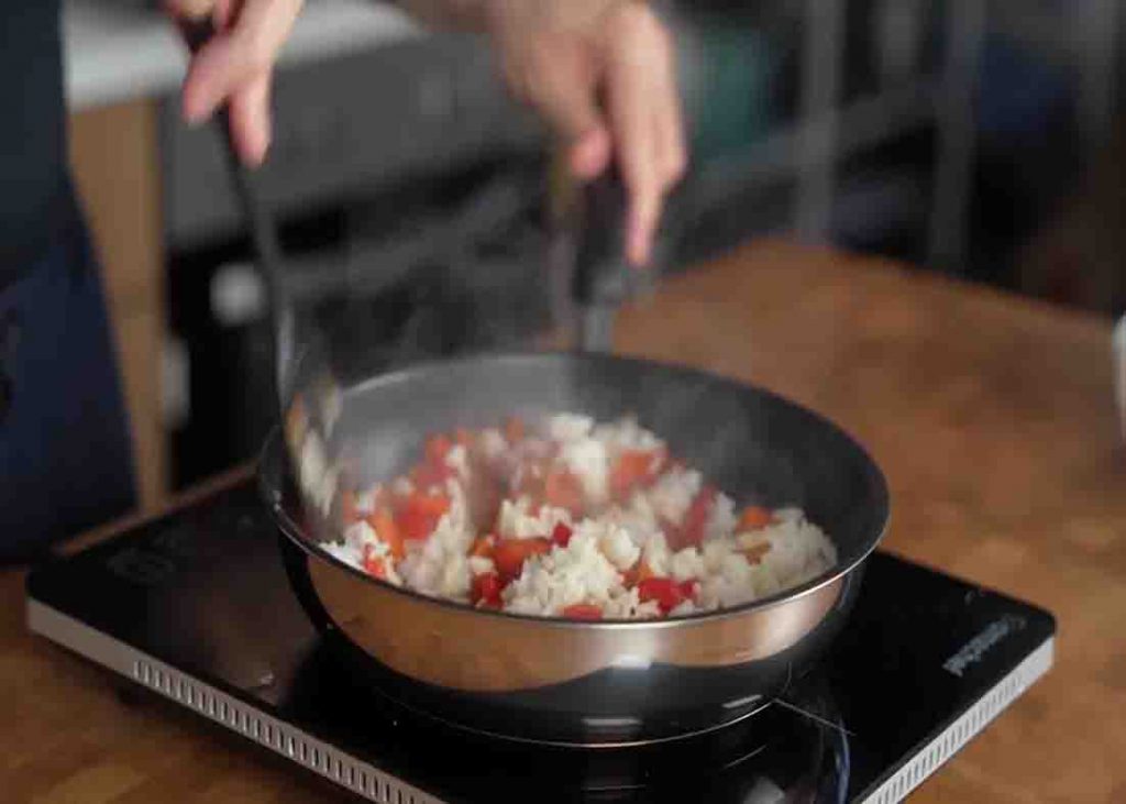 Cooking the high-protein fried rice