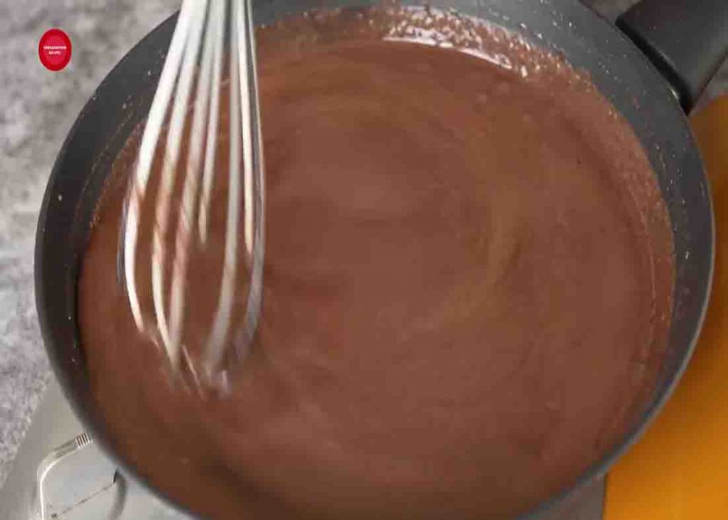 Cooking the chocolate mixture over low heat