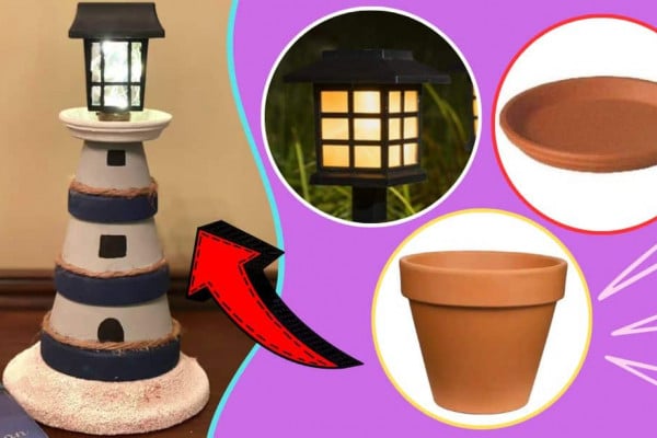 Easy DIY Terra Cotta Pot Lighthouse Tutorial