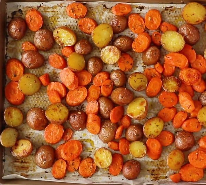 Easy To Make Garlic Butter Roasted Potatoes & Carrots