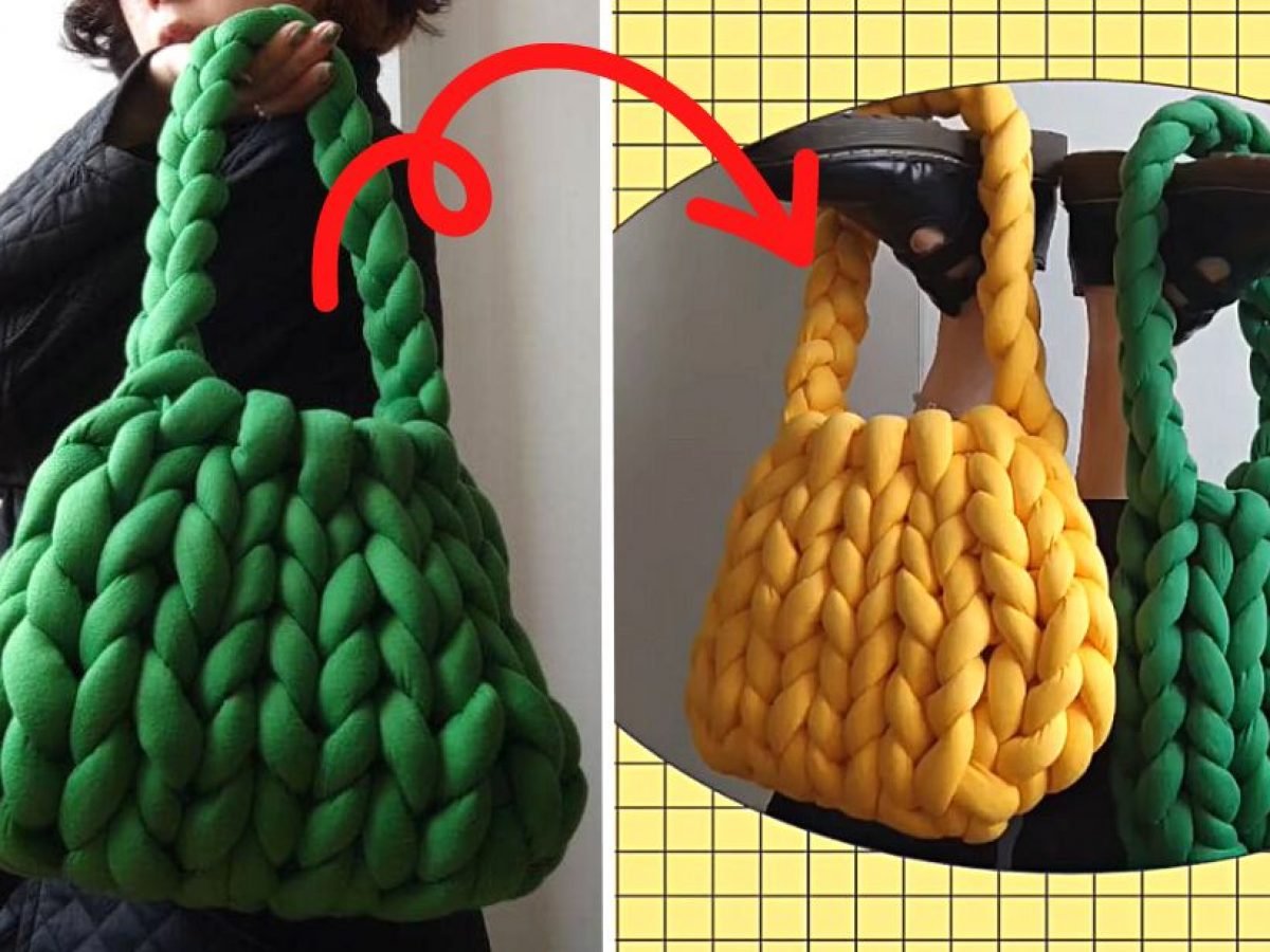 Hand-Knit Chunky Yarn Bag
