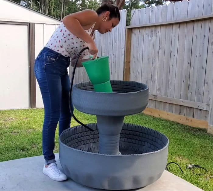 How to Make DIY 3-Tier Water Fountain Using an Old Tire