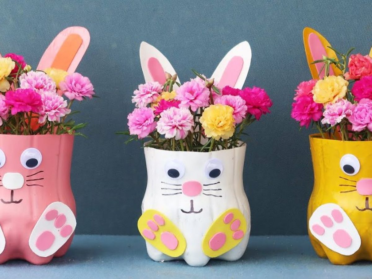Funky Upcycled Flower Vase Plastic Bottle Craft for Kids