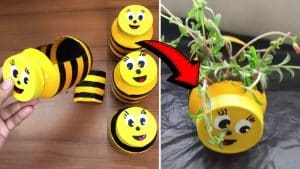 How to Recycle Plastic Jars Into DIY Bee Planters