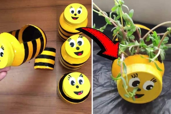 How to Make Recycled Plastic Bottles Into DIY Bee Planters