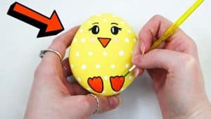 How to Paint an Easter Egg Baby Chick on a Stone