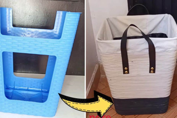 How to Transform a Plastic Stool into a Laundry Basket