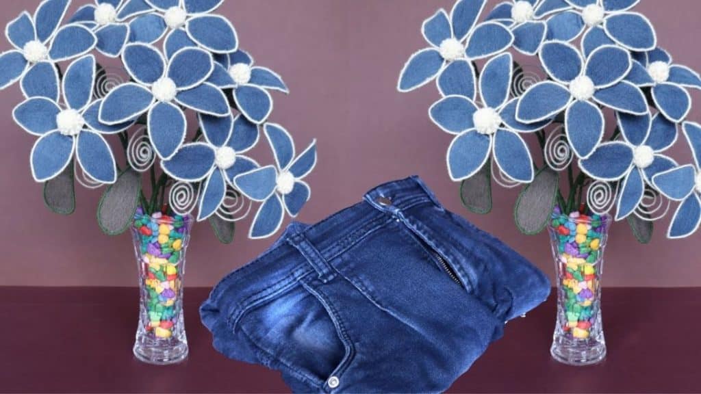 Repurposing Old Jeans into a Flower Decoration