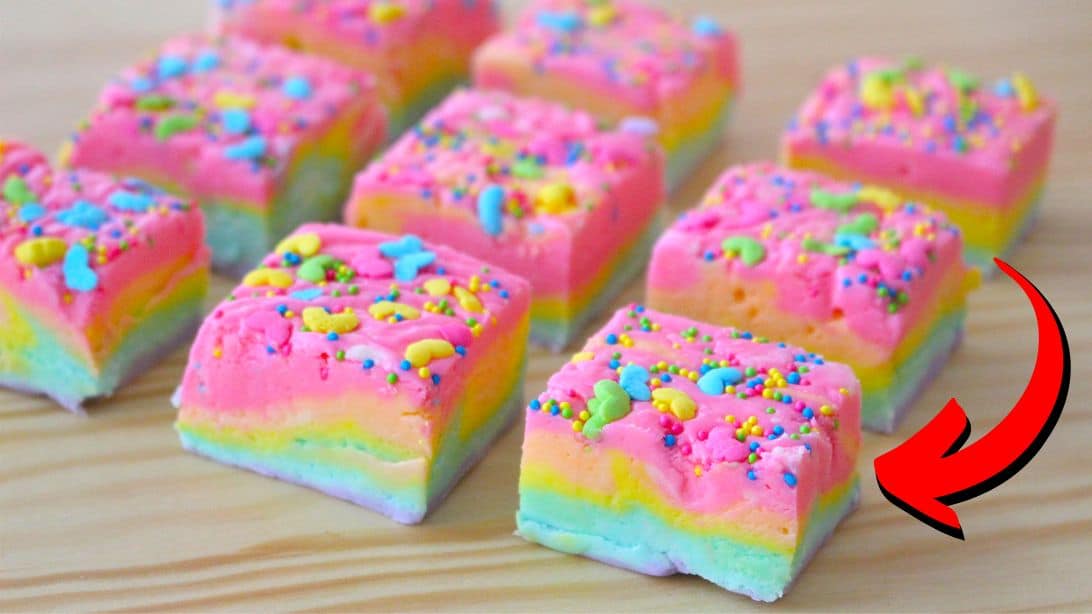 Super Easy No Bake Colorful Rainbow Fudge Recipe