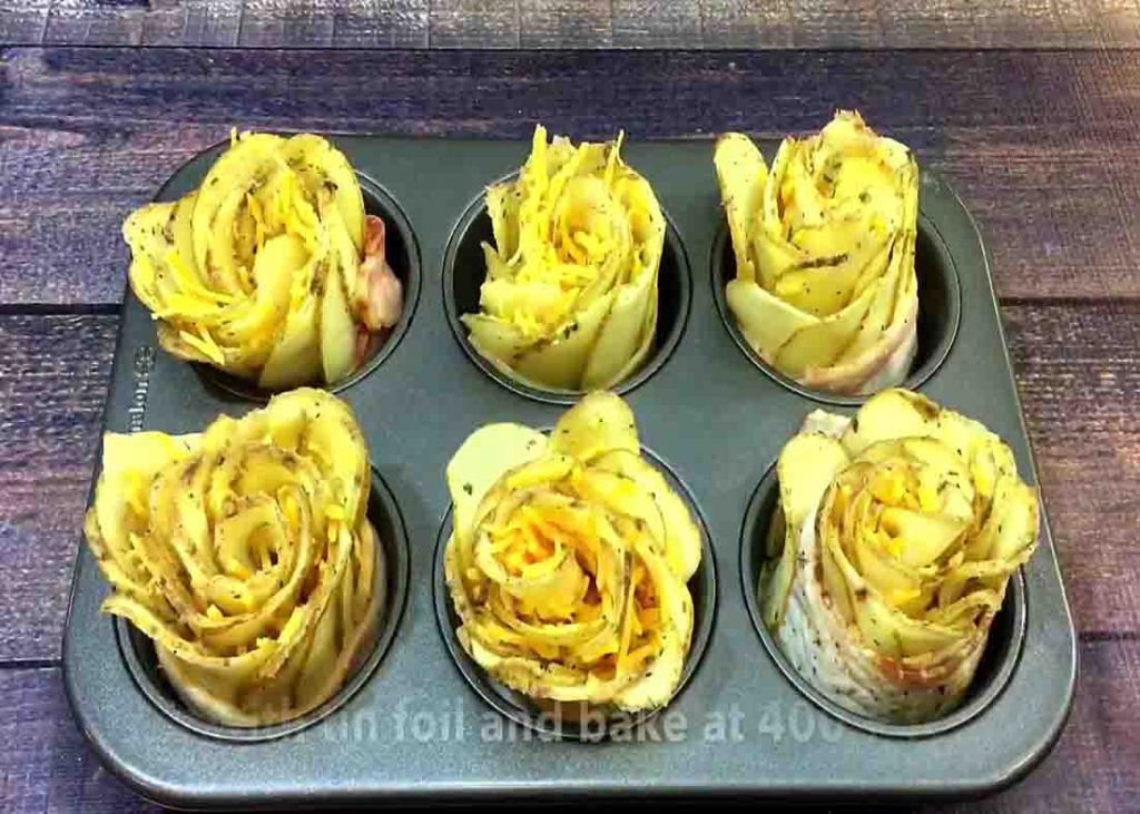 Baking the potato roses