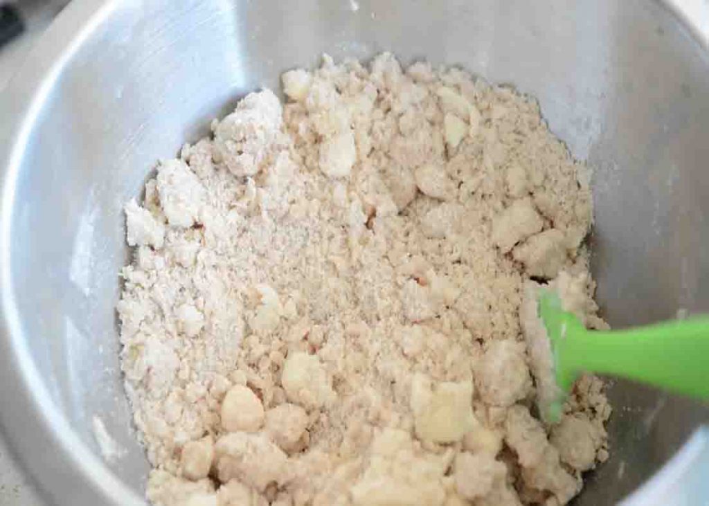 Making the streusel crumb topping for the blueberry muffins