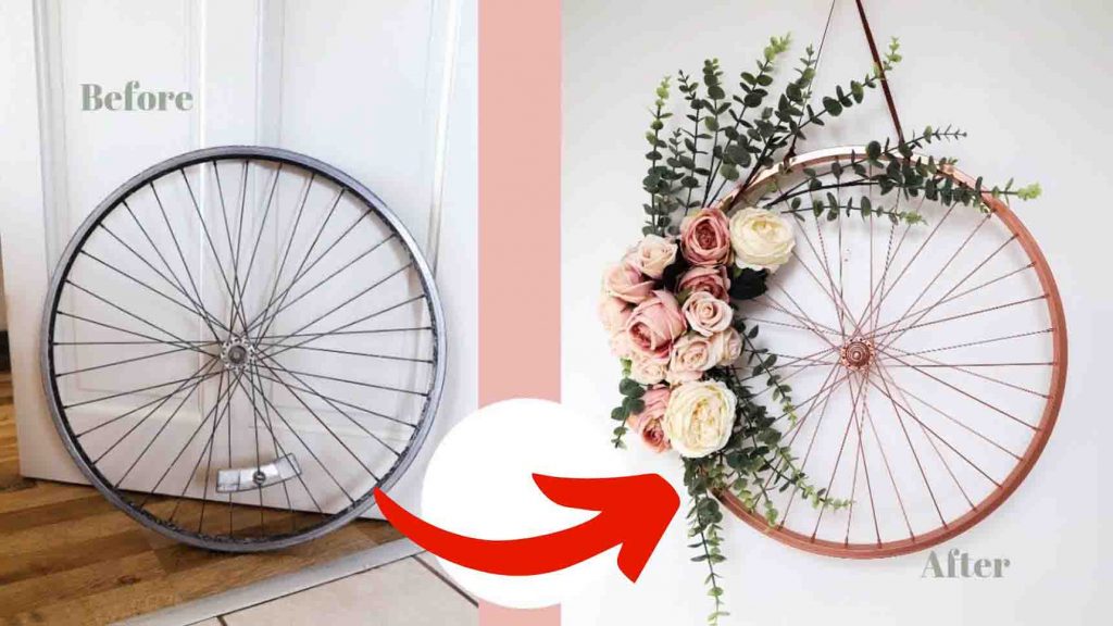 DIY Decorative Wreath from Old Bike Wheel