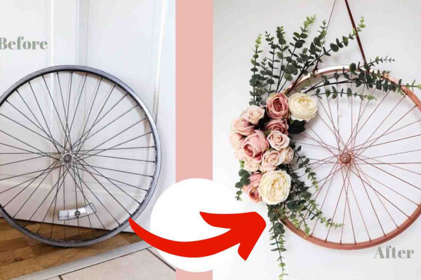 DIY Decorative Wreath from Old Bike Wheel