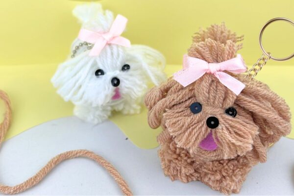 how to make a yarn dog keychain