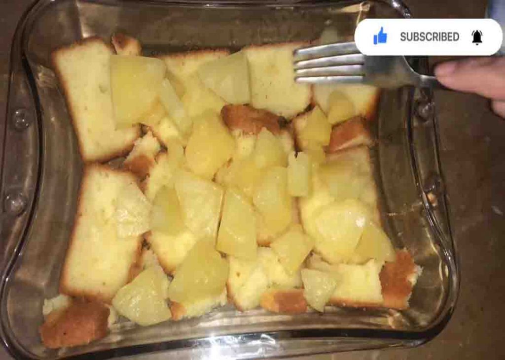 Assembling the pineapple crush delight dessert