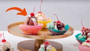 Sprinkle Ice Cream Sundaes with Edible Bowls